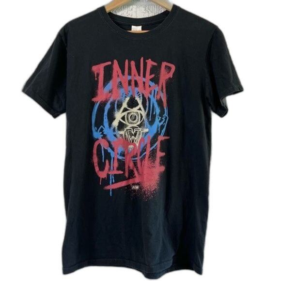 Vintage y2k AEW Inner Circle Wrestling Men's Medium Graphic T-Shirt Black - Picture 1 of 4